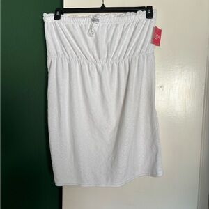 NWT strapless tie-front white leopard Ulta towel dress